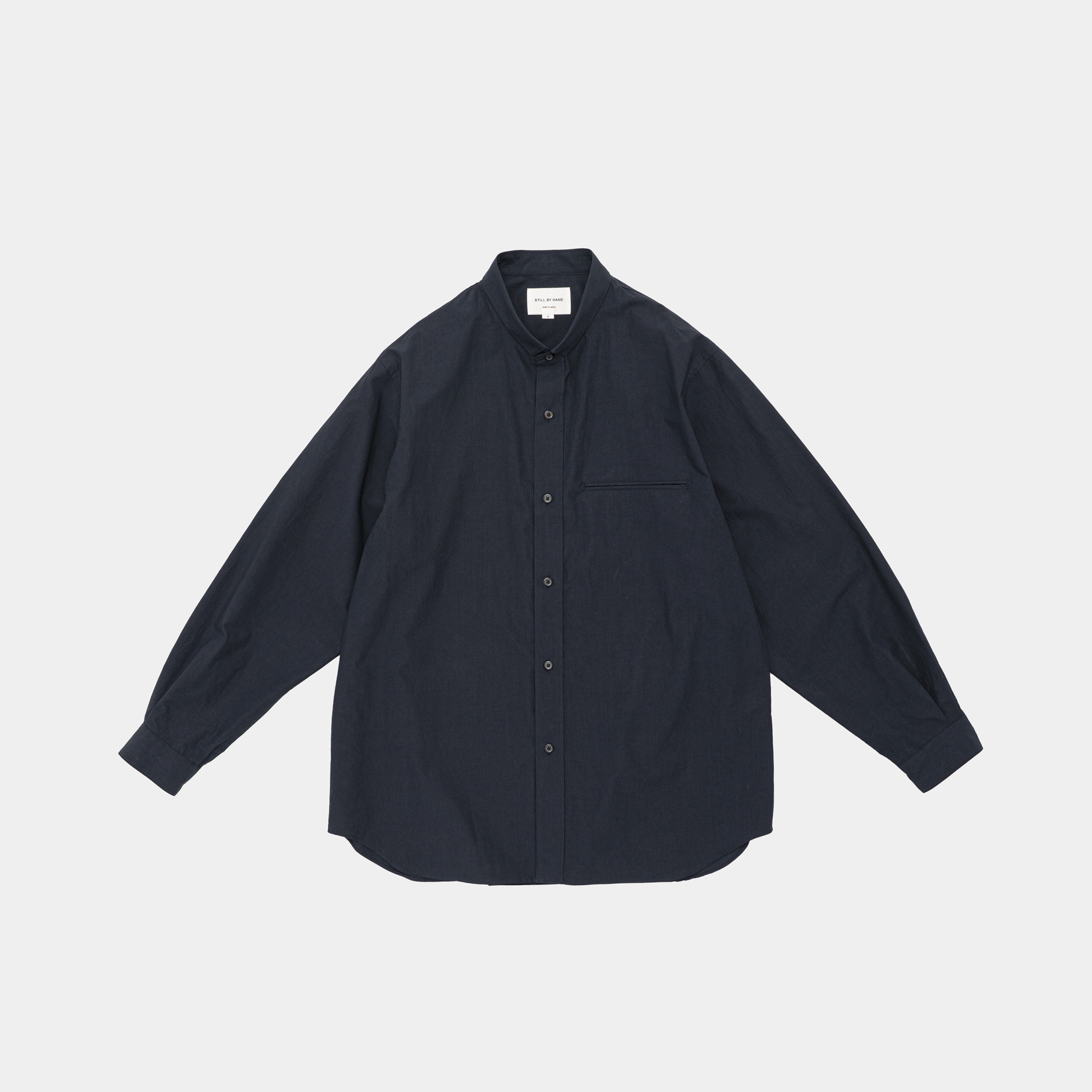 Still By Hand Linen Mixed Narrow Collar Shirt